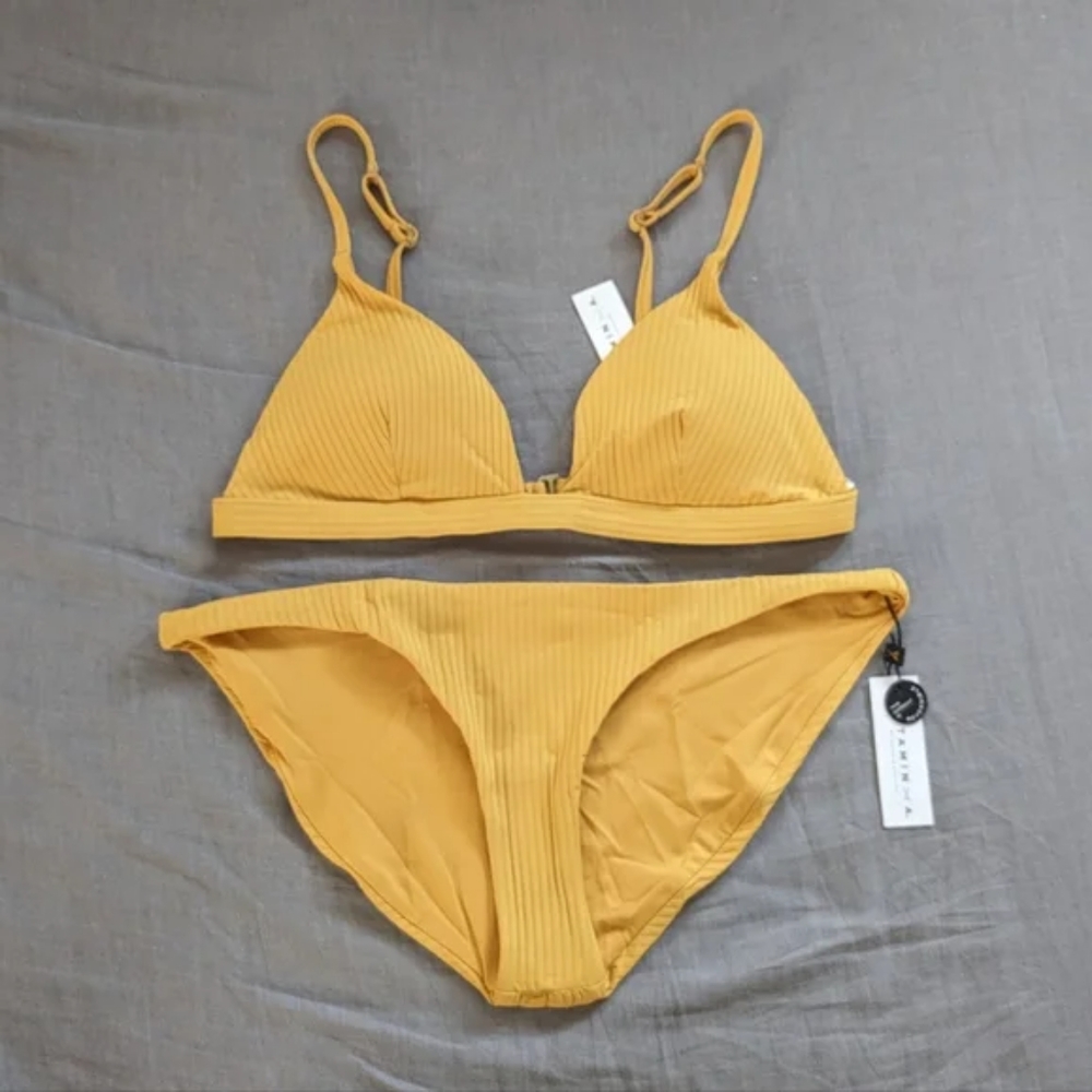 Vitamin A Moss Luciana Bikini Set Yellow Ribbed